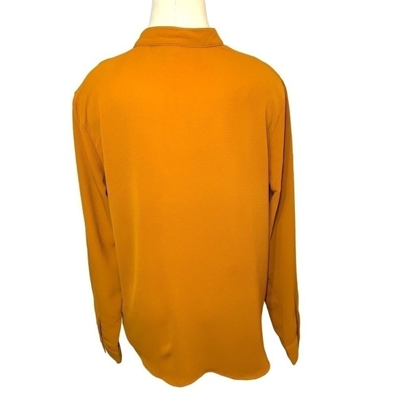 Jacqueline De Yong Rusty Orange Crepe Blouse Mandarin Collar Long Sleeves 36 EU - Picture 3 of 14